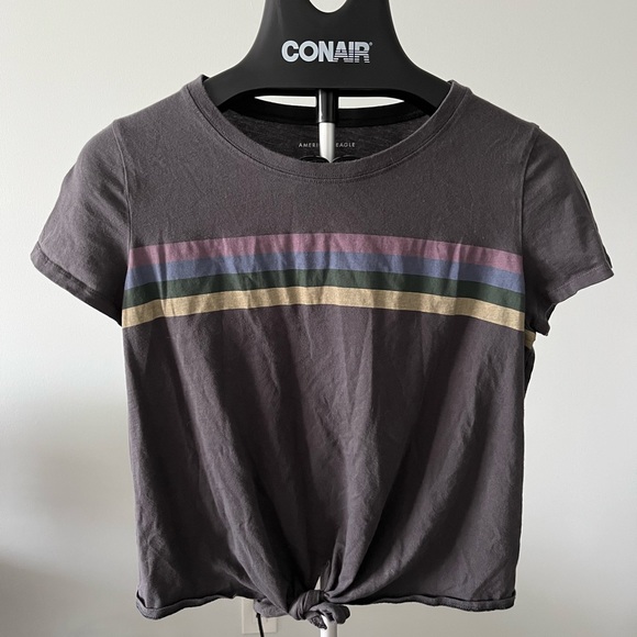 Cropped Shirt with Tie - Picture 1 of 1